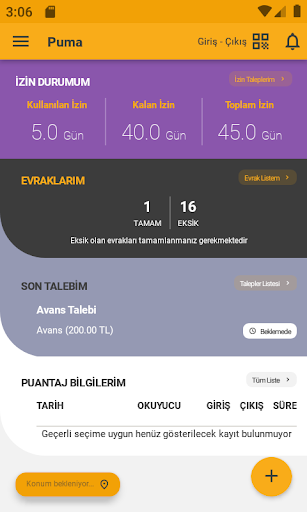 Android application Bentaş Puma screenshort