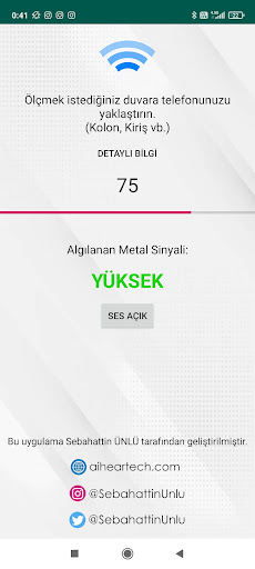 Android application Yapı Metal Tespiti screenshort