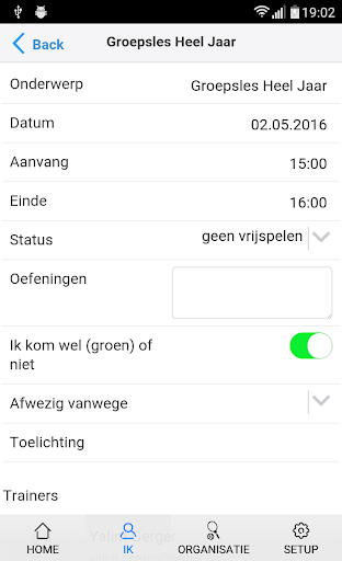 Android application Tennisschool Jan de Rook screenshort