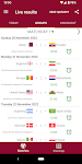 screenshot of Live Scores for World Cup 2022