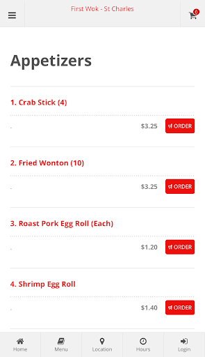 First Wok St Charles Ordering Screen 2