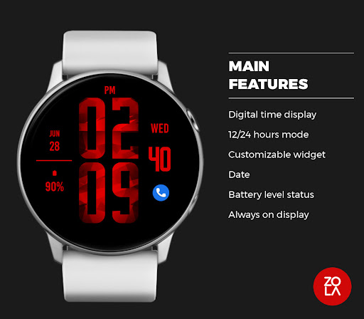 Red Digital XL Watch Face Screen 2