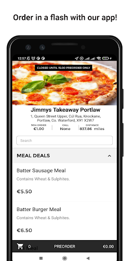 Android application Jimmys Takeaway screenshort