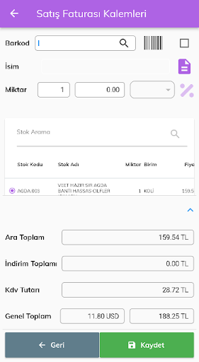 Barsoft Mobil Satış Screen 3