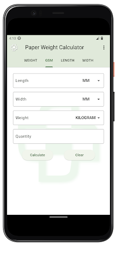 Paper Weight Calculator Screen 2