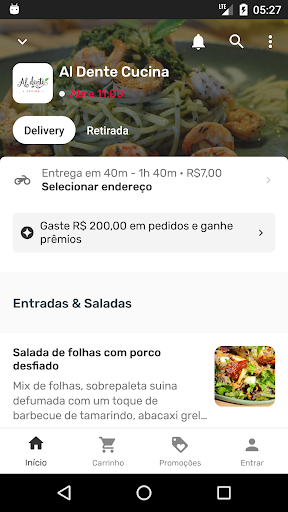 Android application Al Dente Delivery screenshort
