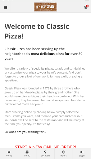 Android application Classic Pizza Online Ordering screenshort