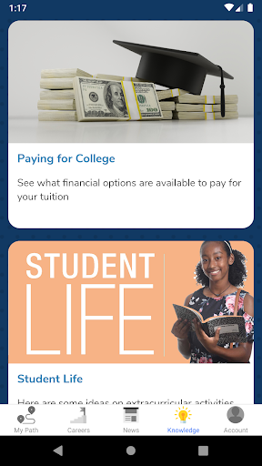 Android application WAY to BE: College and Career screenshort