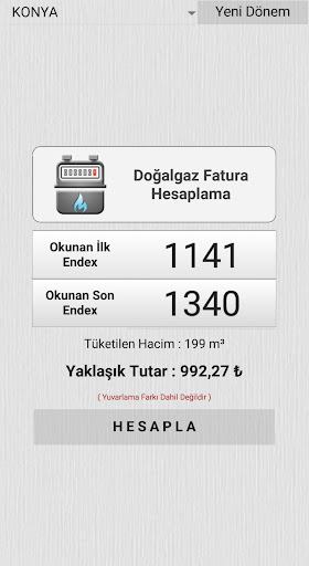 Android application Doğalgaz screenshort