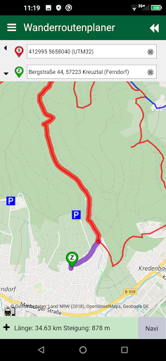 Wanderroutenplaner NRW mobil Screen 2