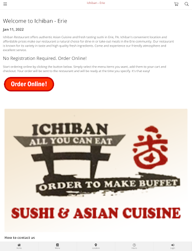 Ichiban - Erie Online Ordering Screen 3