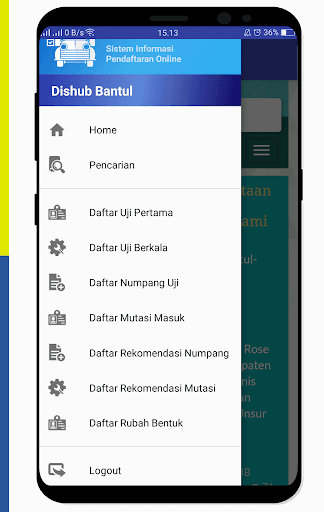 Android application Sipentol Dishub Bantul screenshort