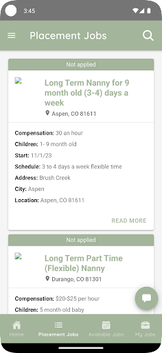 Android application Mountain Town Nannies screenshort
