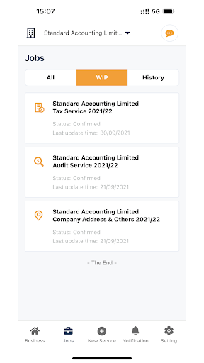 Standard Accounting for User Screenshot