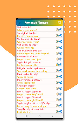 Swedish Language - Phrases Screen 2