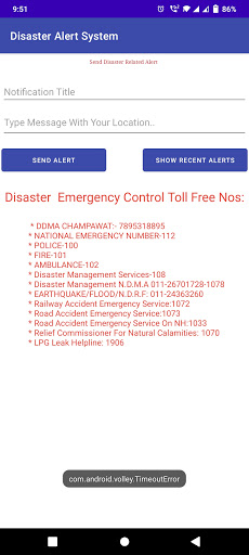 Disaster Alert System Screen 2