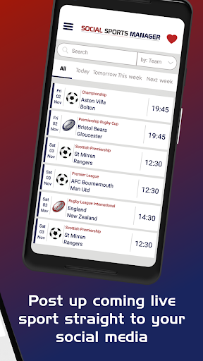 Social Sports Manager Screen 2
