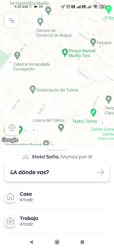 Android application Taxi a la Mano screenshort