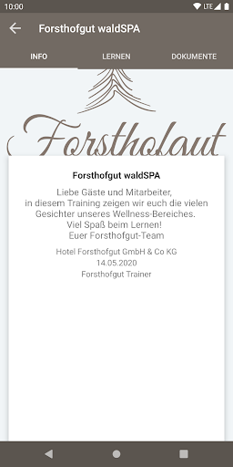 Forsthofgut talentTRAINING Screen 2