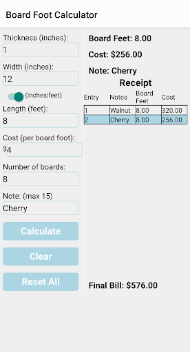 Board Foot Calculator