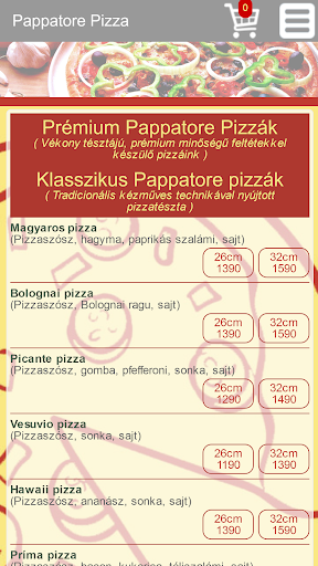 Android application Pappatore Pizza screenshort