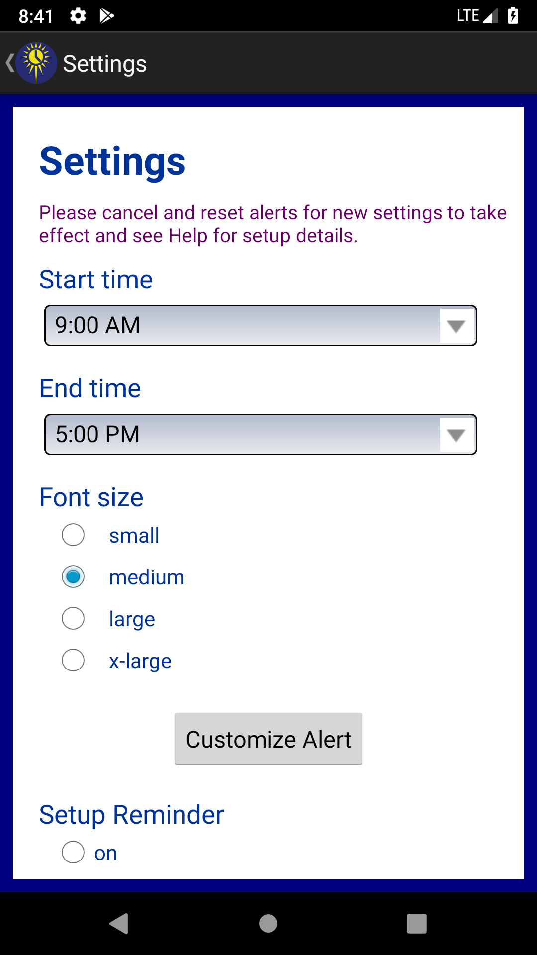 Android application ACIM Alerts with Workbook screenshort
