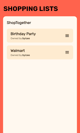 Android application ShopTogether screenshort