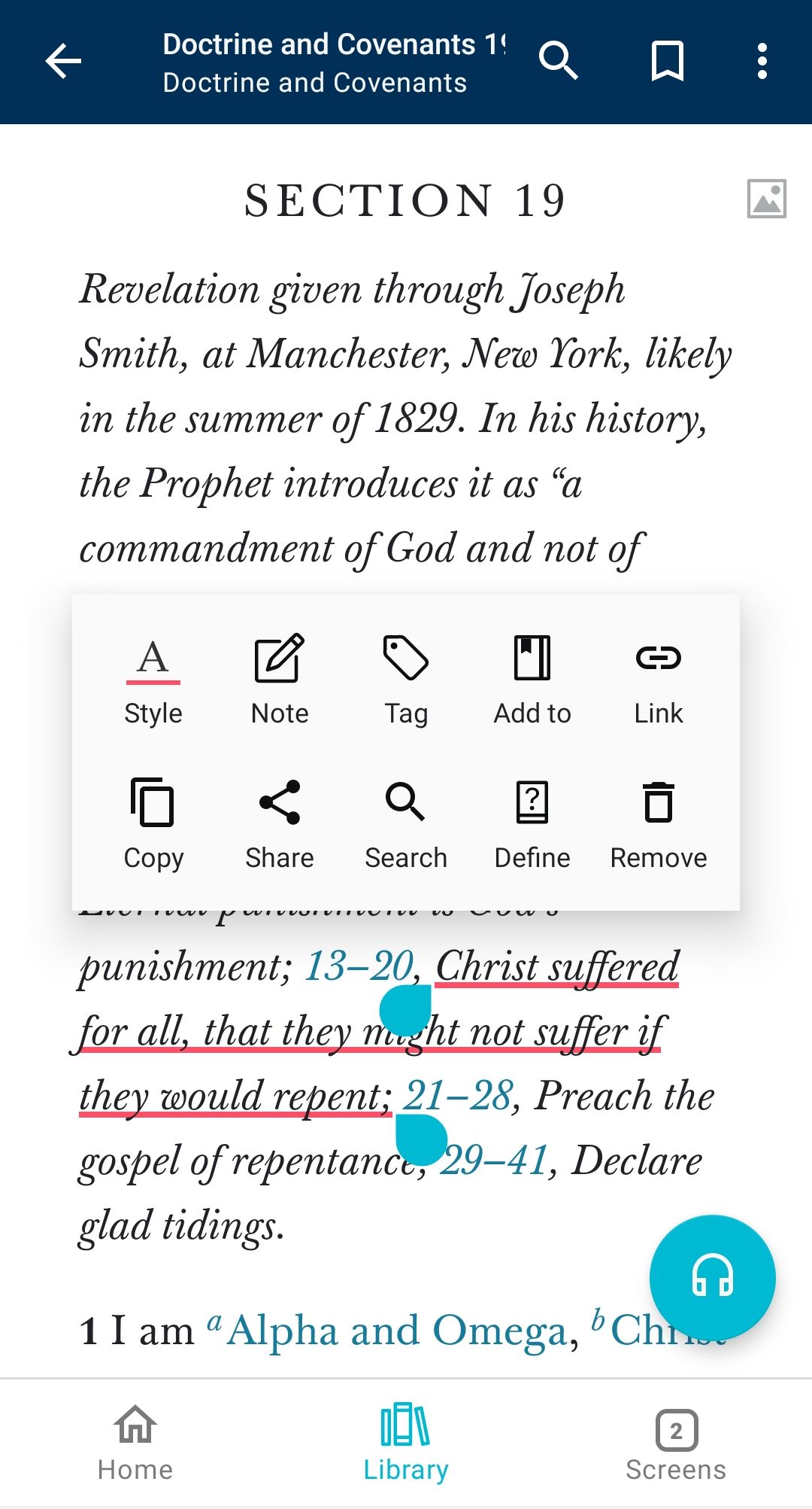 Android application Gospel Library screenshort