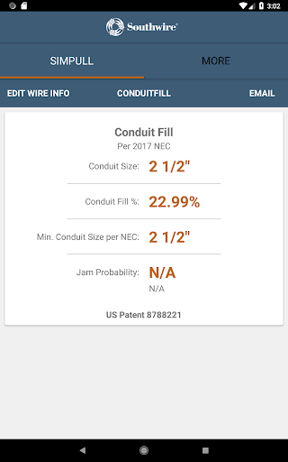 Screenshot of SIMpull 600V Calculator