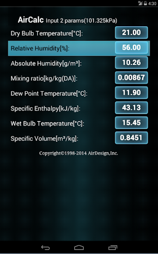 AirCalc for Android Screen 3