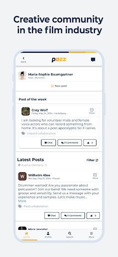 Android application Pazz: Creative platform screenshort