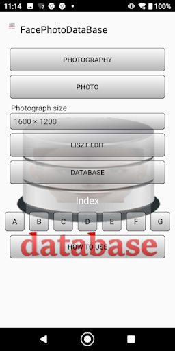 Android application Face photo database screenshort