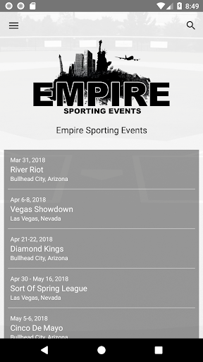 Android application Empire Sporting Events screenshort