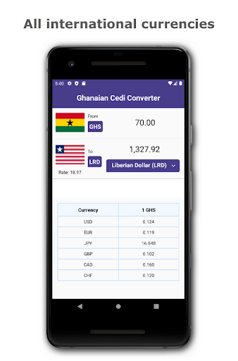 Android application Ghanaian Cedi Converter screenshort