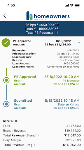HFG Pricing Exception Screen 2