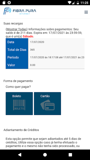 Espaço do Cliente Fibra Pura Screen 2