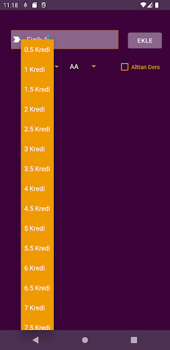 Üniversite Not Hesaplama Screen 3