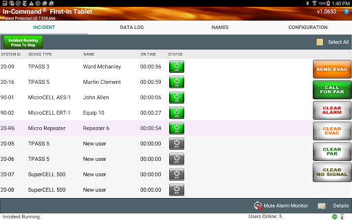 Android application In-Command First-In Tablet screenshort