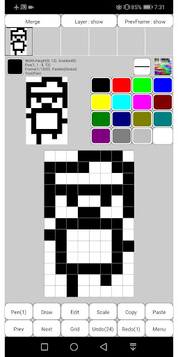 Android application 8bit Pixel art Painter screenshort