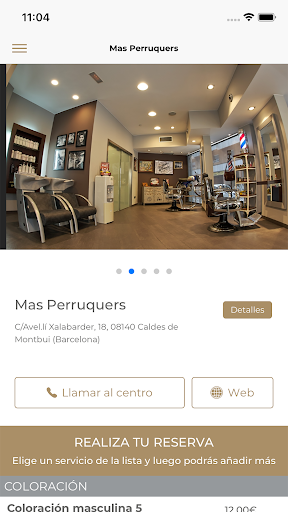 Android application MAS PERRUQUERS screenshort