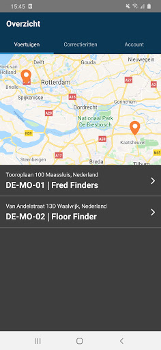 Android application FleetFinder Rittenregistratie screenshort