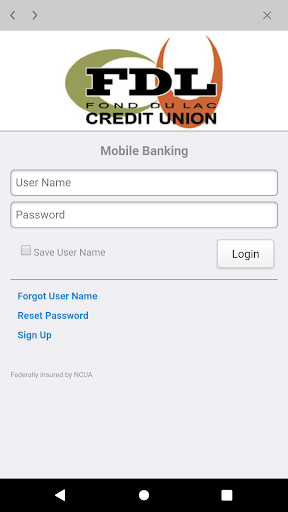FDLCU Mobile Banking Screen 2