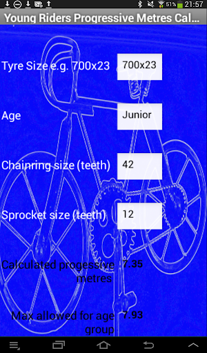 Progressive metres calculator Screen 2