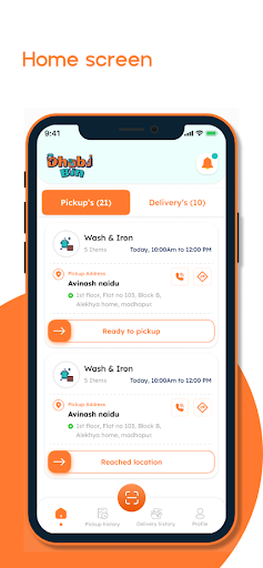 Android application Dhobi Bin Delivery Pilot screenshort