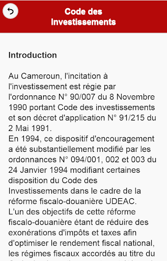 Code des Investissements du Cameroun