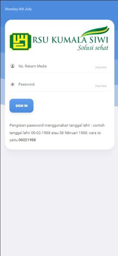 Android application Pendaftaran RSU Kumala Siwi screenshort