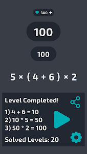 4=100 - 4 numbers, 1 answer