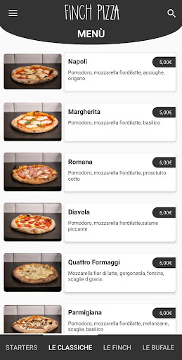Android application Finch Pizza screenshort