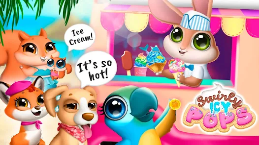 Swirly Icy Pops - Surprise DIY Ice Cream Shop for Cute  Animals::Appstore for Android