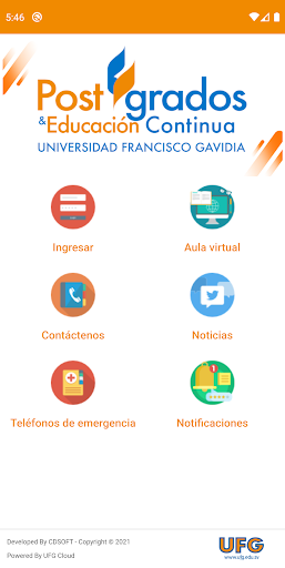 Android application Postgrados UFG screenshort